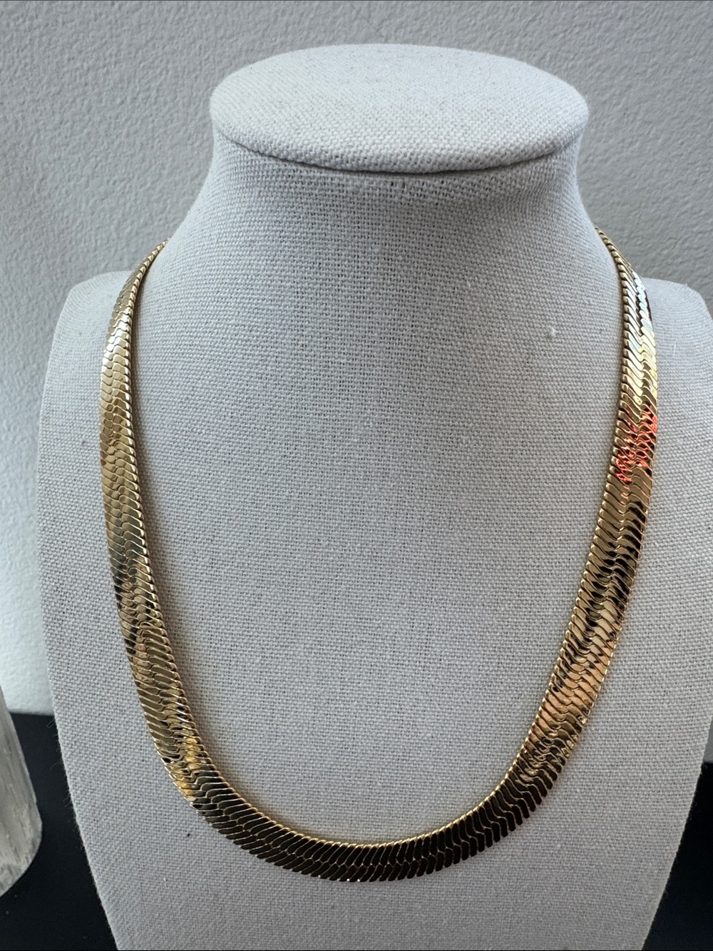 Classic Gold Herringbone Necklace - Women Jewelry 18 inch- 14k gold plated